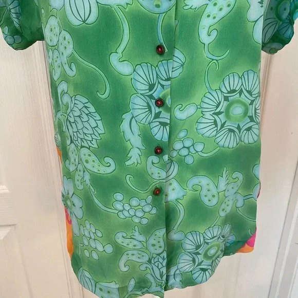 Anthropologie Vanessa Virginia Silk Fata Morgan Button Slit Sleeve Blouse - Picture 4 of 9